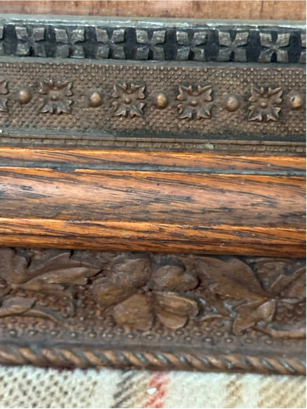 Antique Victorian Eastlake Picture Frame Ornate Floral Compo Wood 20x18
